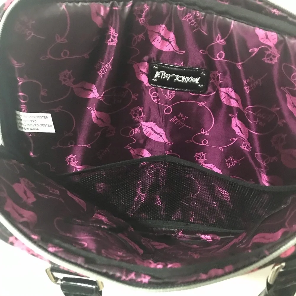 Betsey Johnson Hot Pink Dead Head Skull Laptop Bag